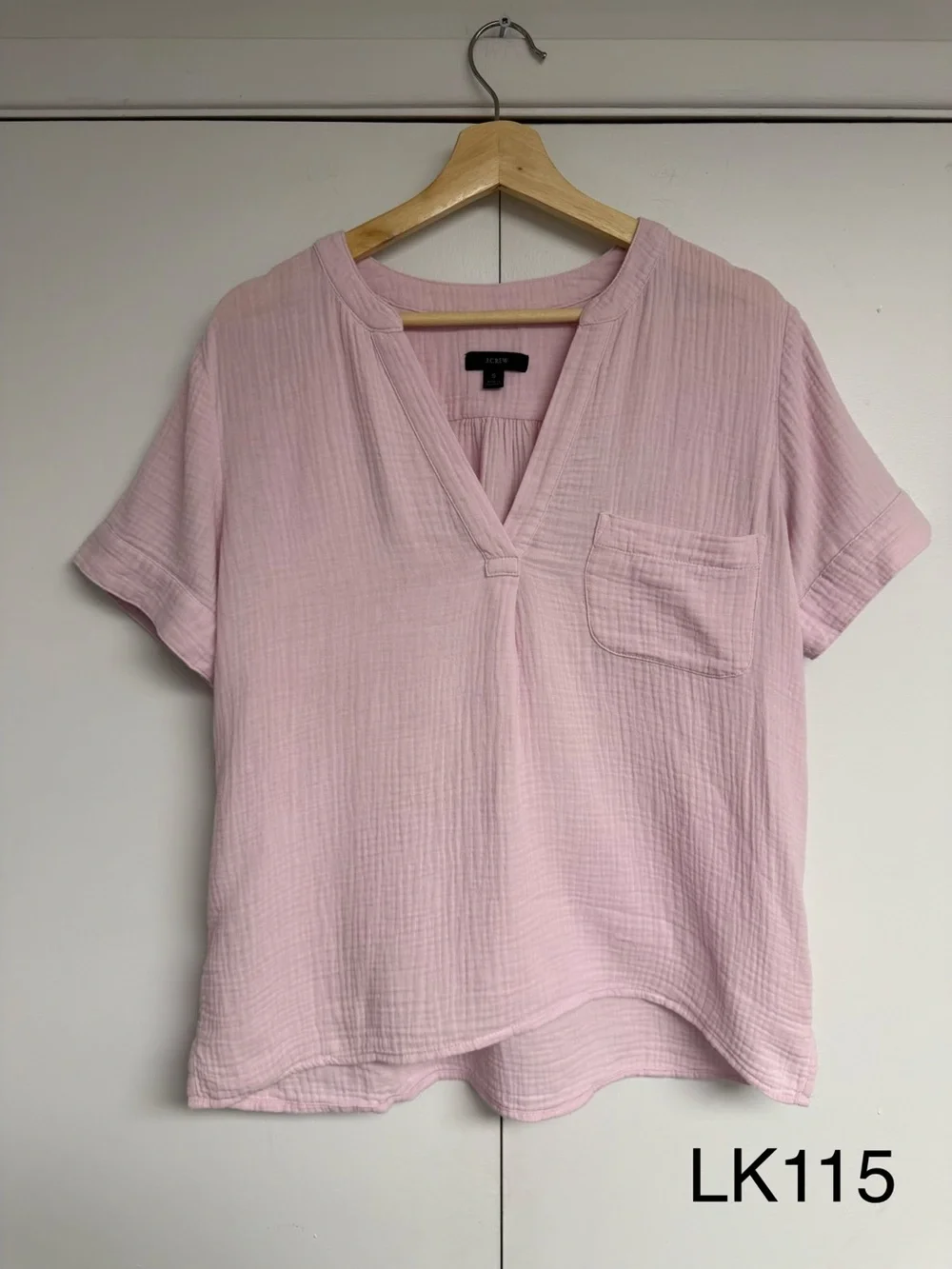 J.Crew V-Neck Double Gauze Popover Top Light Pink Size S BI431